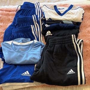Adidas Kids Blue and Black Athletic Shorts, pants and shirts